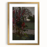 Dark Moody Floral Art: Red Flower Landscape Print for Home Decor