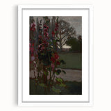 Dark Moody Floral Art: Red Flower Landscape Print for Home Decor