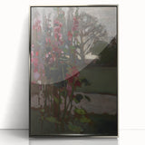 Dark Moody Floral Art: Red Flower Landscape Print for Home Decor