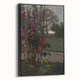Dark Moody Floral Art: Red Flower Landscape Print for Home Decor