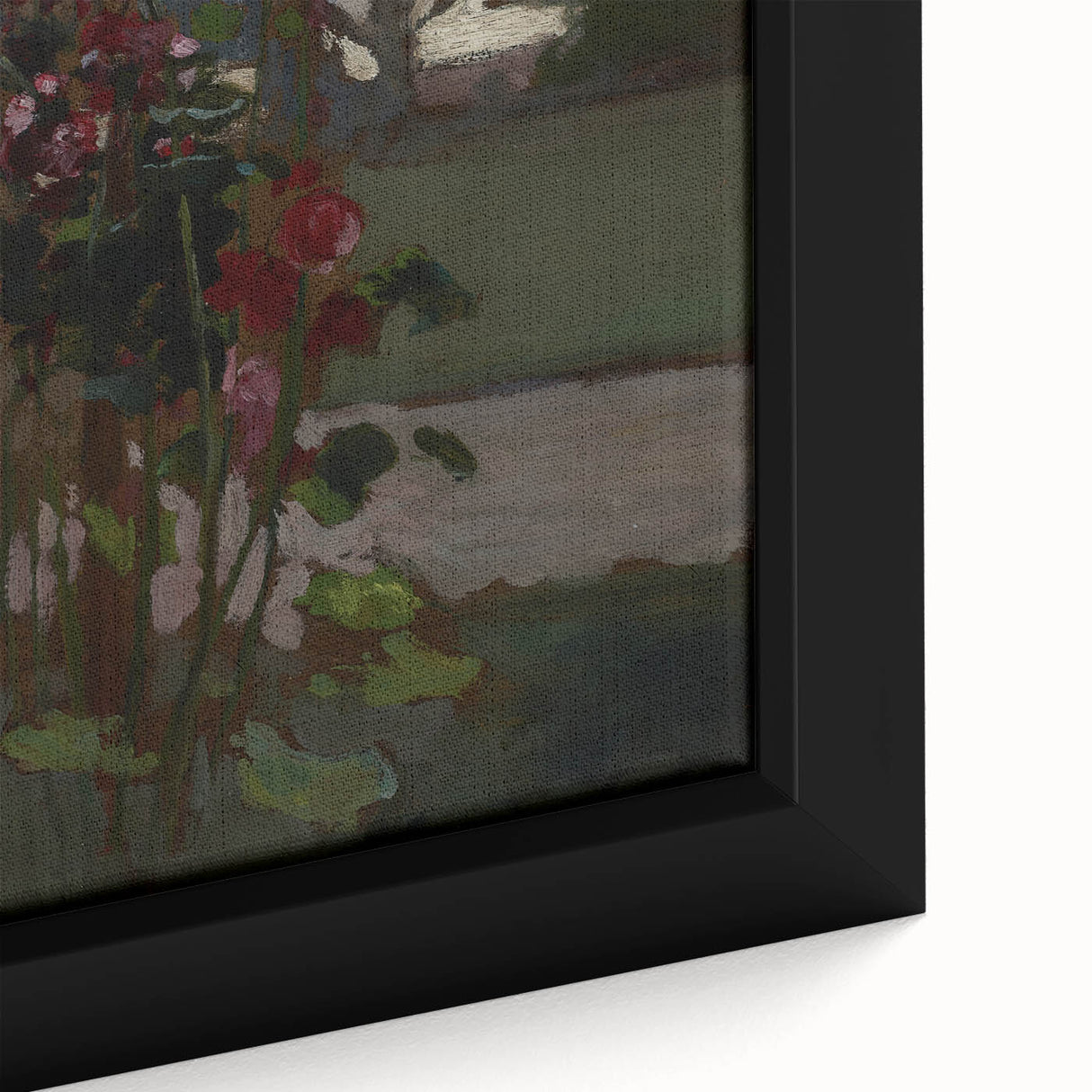 Dark Moody Floral Art: Red Flower Landscape Print for Home Decor