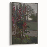 Dark Moody Floral Art: Red Flower Landscape Print for Home Decor
