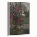 Dark Moody Floral Art: Red Flower Landscape Print for Home Decor