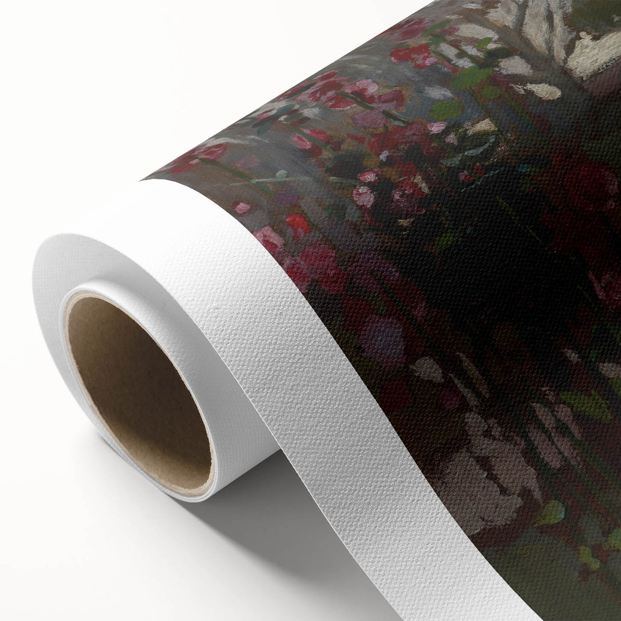 Dark Moody Floral Art: Red Flower Landscape Print for Home Decor