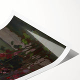 Dark Moody Floral Art: Red Flower Landscape Print for Home Decor