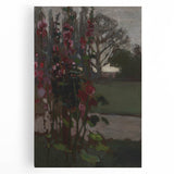 Dark Moody Floral Art: Red Flower Landscape Print for Home Decor