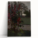 Dark Moody Floral Art: Red Flower Landscape Print for Home Decor