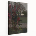 Dark Moody Floral Art: Red Flower Landscape Print for Home Decor