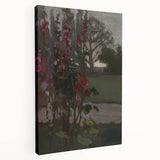Dark Moody Floral Art: Red Flower Landscape Print for Home Decor