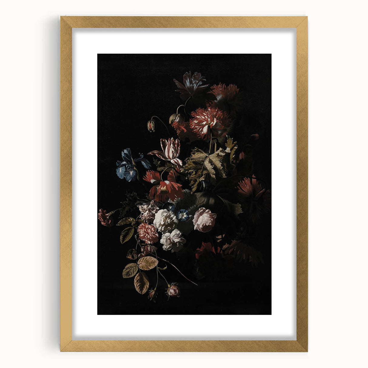 Dramatic Dark Floral Art: Moody Bouquet Wall Print for Interior Decor