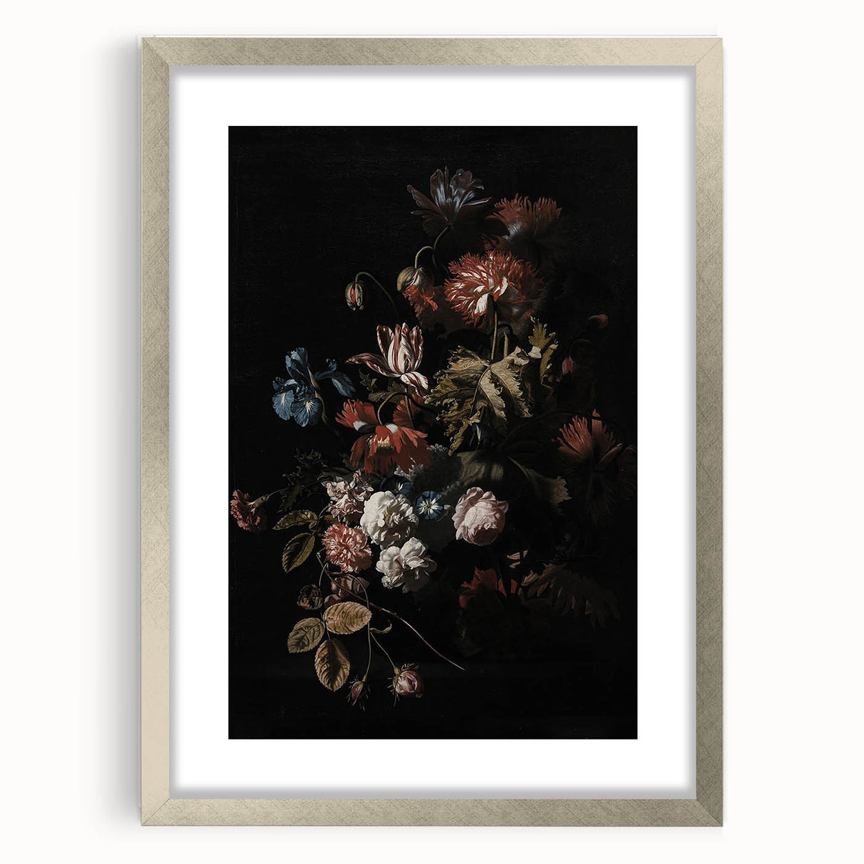 Dramatic Dark Floral Art: Moody Bouquet Wall Print for Interior Decor