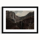 Dark Moody Wall Art: Dramatic Mountain Waterfall - Moody Art Print