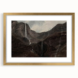 Dark Moody Wall Art: Dramatic Mountain Waterfall - Moody Art Print