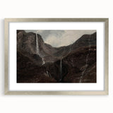 Dark Moody Wall Art: Dramatic Mountain Waterfall - Moody Art Print