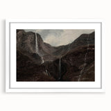 Dark Moody Wall Art: Dramatic Mountain Waterfall - Moody Art Print