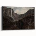 Dark Moody Wall Art: Dramatic Mountain Waterfall - Moody Art Print