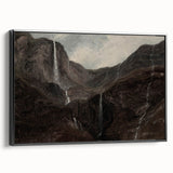 Dark Moody Wall Art: Dramatic Mountain Waterfall - Moody Art Print