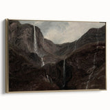 Dark Moody Wall Art: Dramatic Mountain Waterfall - Moody Art Print