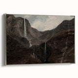 Dark Moody Wall Art: Dramatic Mountain Waterfall - Moody Art Print