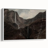 Dark Moody Wall Art: Dramatic Mountain Waterfall - Moody Art Print