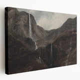 Dark Moody Wall Art: Dramatic Mountain Waterfall - Moody Art Print