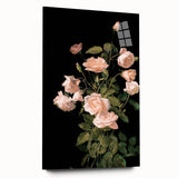 Dark Moody Wall Art - Soft Pink Roses for Elegant Floral Home Decor