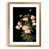 Dark Moody Wall Art - Soft Pink Roses for Elegant Floral Home Decor