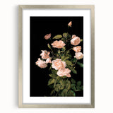 Dark Moody Wall Art - Soft Pink Roses for Elegant Floral Home Decor