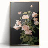Dark Moody Wall Art - Soft Pink Roses for Elegant Floral Home Decor
