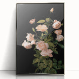Dark Moody Wall Art - Soft Pink Roses for Elegant Floral Home Decor
