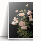Dark Moody Wall Art - Soft Pink Roses for Elegant Floral Home Decor