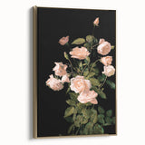 Dark Moody Wall Art - Soft Pink Roses for Elegant Floral Home Decor
