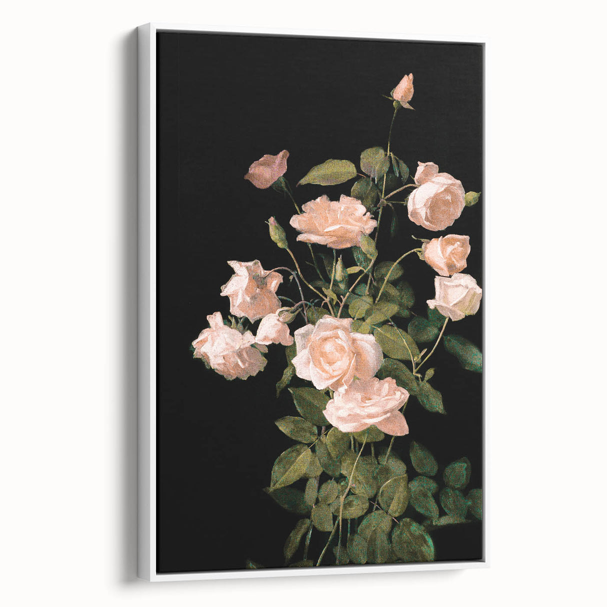 Dark Moody Wall Art - Soft Pink Roses for Elegant Floral Home Decor