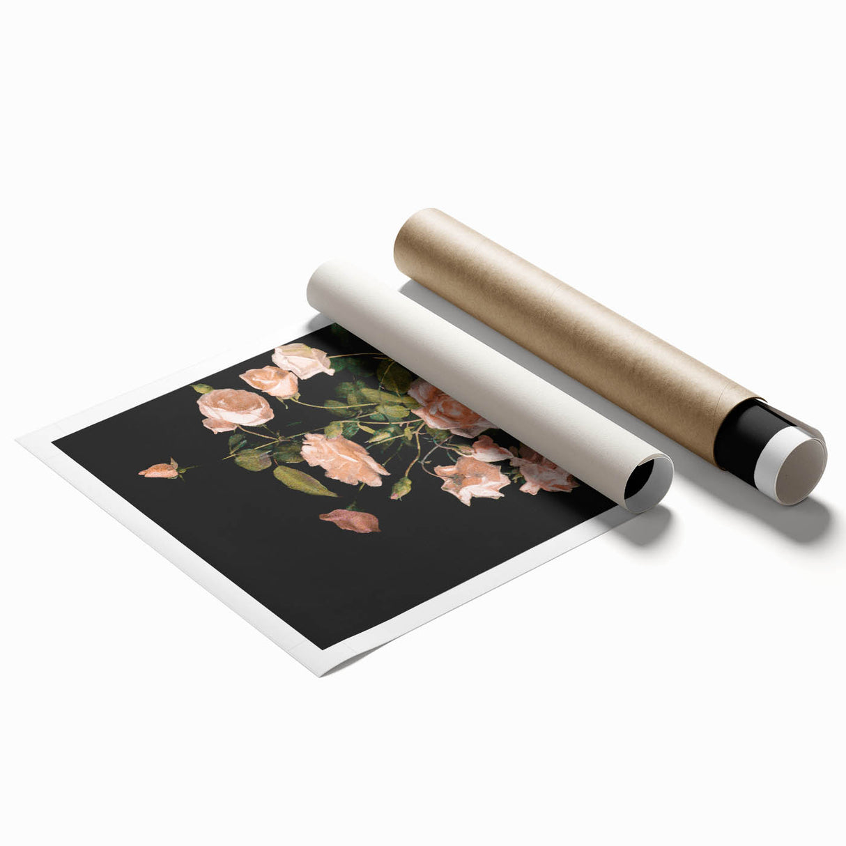 Dark Moody Wall Art - Soft Pink Roses for Elegant Floral Home Decor