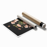 Dark Moody Wall Art - Soft Pink Roses for Elegant Floral Home Decor