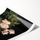 Dark Moody Wall Art - Soft Pink Roses for Elegant Floral Home Decor