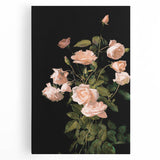 Dark Moody Wall Art - Soft Pink Roses for Elegant Floral Home Decor