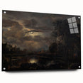 Moody Art Prints - Moonlit Night Over Castle and Forest Landscape