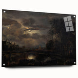 Moody Art Prints - Moonlit Night Over Castle and Forest Landscape