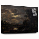 Moody Art Prints - Moonlit Night Over Castle and Forest Landscape