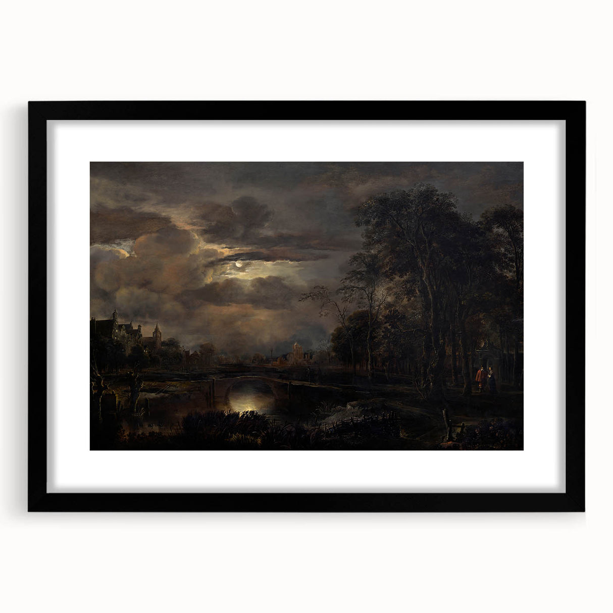 Moody Art Prints - Moonlit Night Over Castle and Forest Landscape