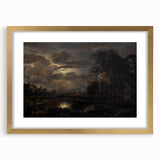 Moody Art Prints - Moonlit Night Over Castle and Forest Landscape