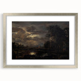 Moody Art Prints - Moonlit Night Over Castle and Forest Landscape