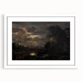 Moody Art Prints - Moonlit Night Over Castle and Forest Landscape