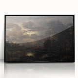 Moody Art Prints - Moonlit Night Over Castle and Forest Landscape