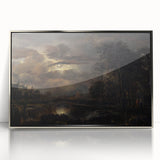 Moody Art Prints - Moonlit Night Over Castle and Forest Landscape