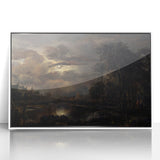 Moody Art Prints - Moonlit Night Over Castle and Forest Landscape