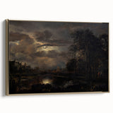 Moody Art Prints - Moonlit Night Over Castle and Forest Landscape