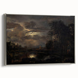 Moody Art Prints - Moonlit Night Over Castle and Forest Landscape