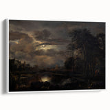 Moody Art Prints - Moonlit Night Over Castle and Forest Landscape